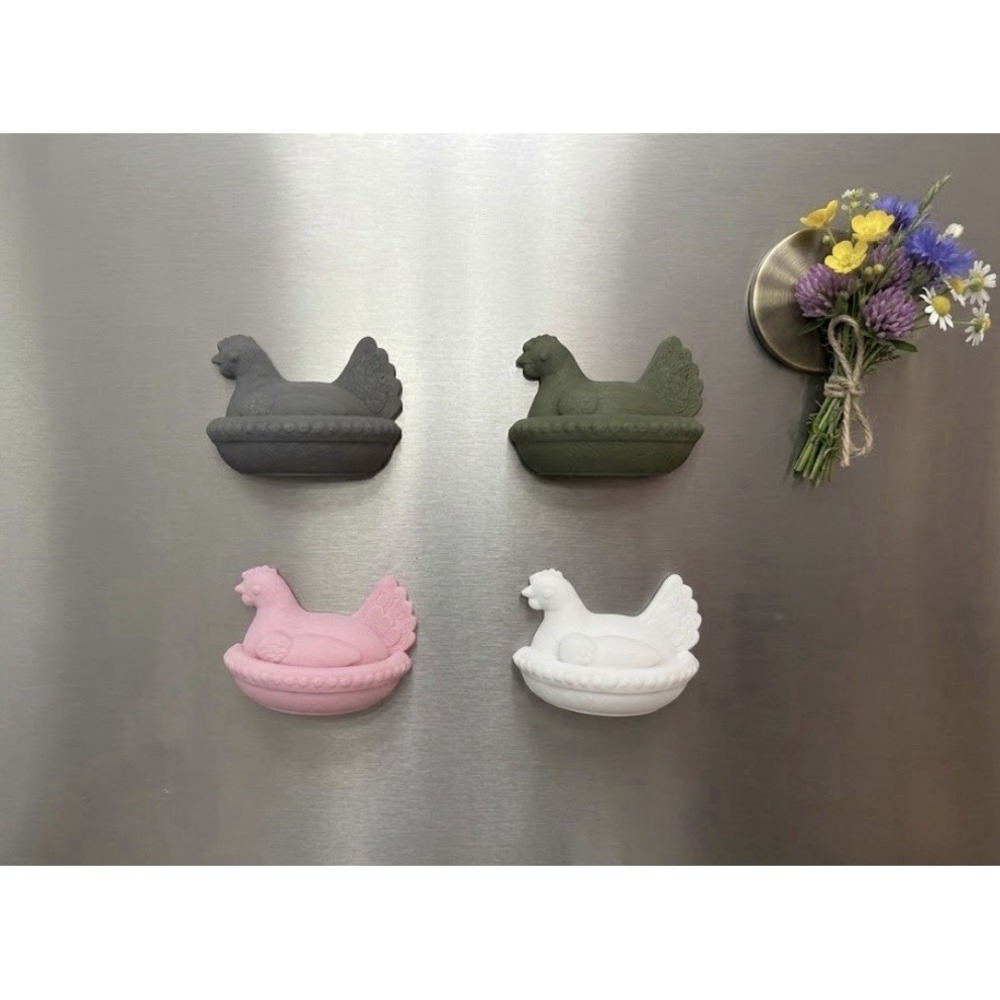 Set Of 4 Hen On A Nest Refrigerator Magnets Farmhouse Cottage